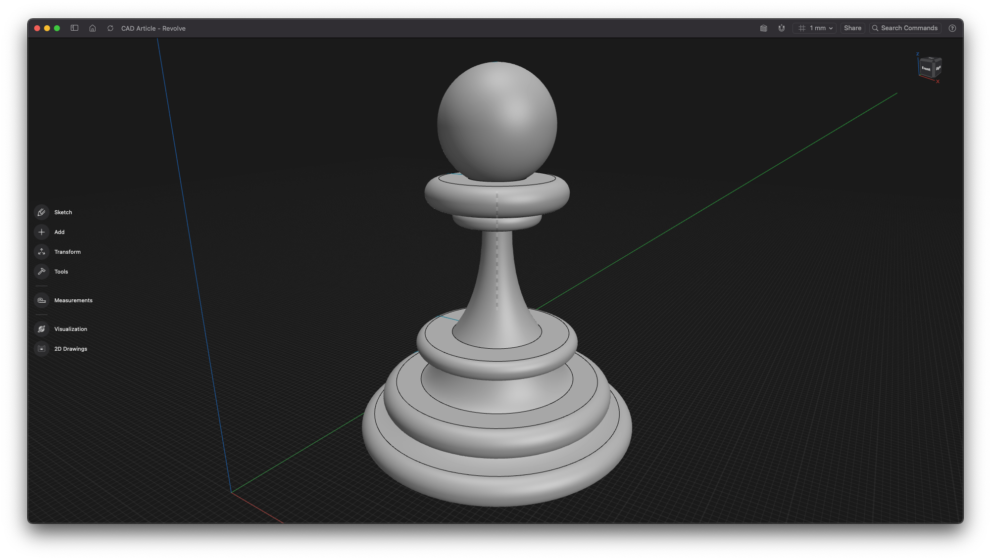 CAD model of a chess piece